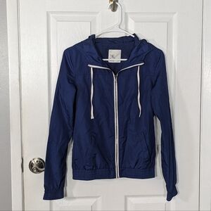 Like-New Zine Blue Full‎ Zip Hooded Windbreaker Jacket Size Small
